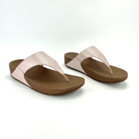 Fitflop Lulu Thong-Toe Sandal/Flip Flop Size 10 Rose Gold Arch Support Cushioned - Picture 1 of 16